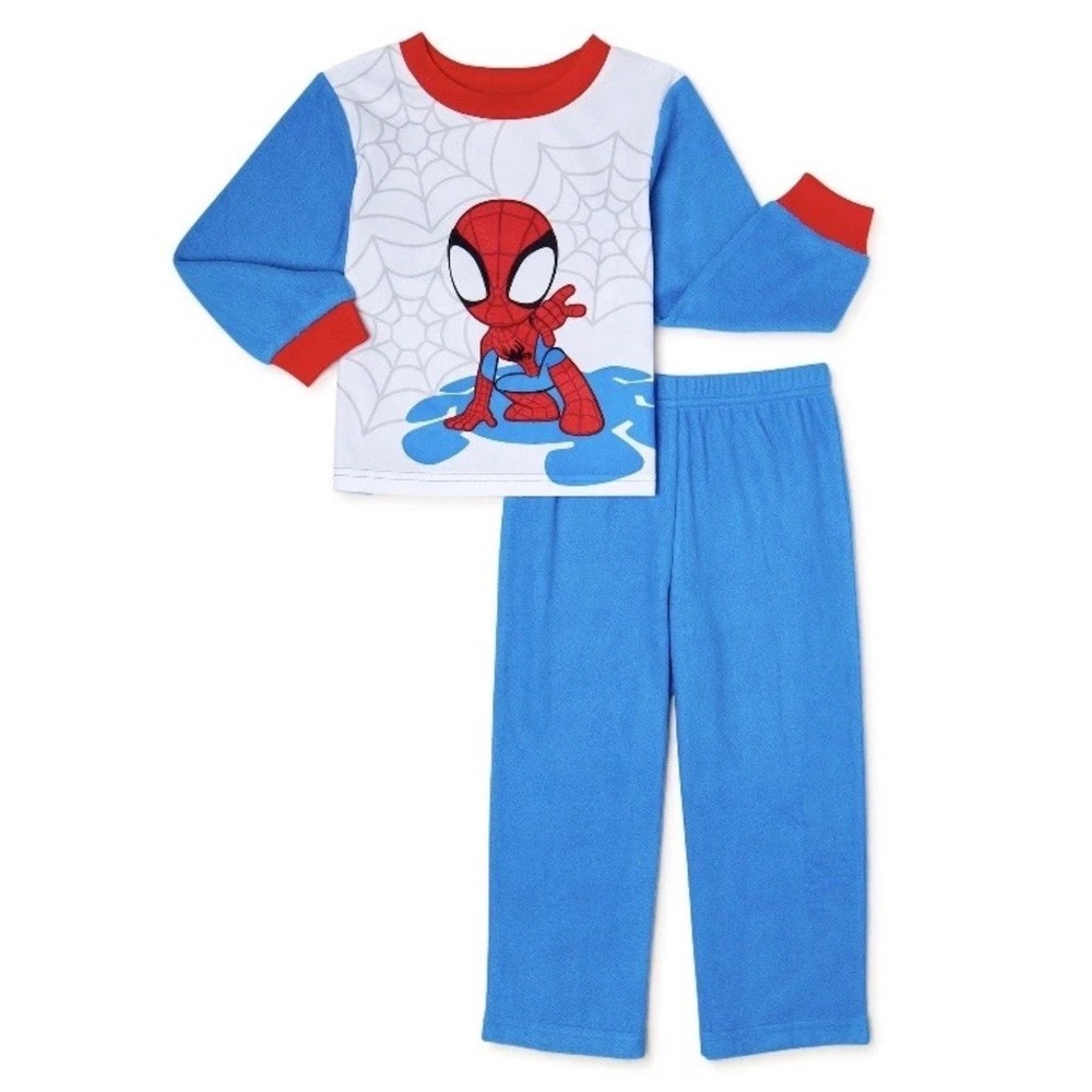 Marvel Spiderman Spidey Amazing Friends PJ Set Boys 2T Blue NEW Flannel Pajamas